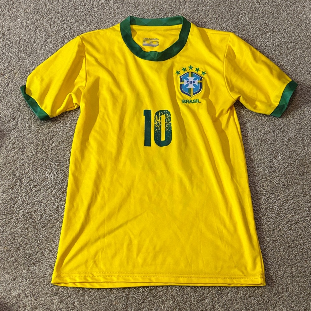 Youth Brazil Soccer Jersey - Yellow and Green Pele